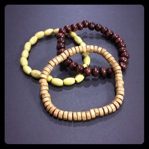 3 Wooden Stretch Bracelets